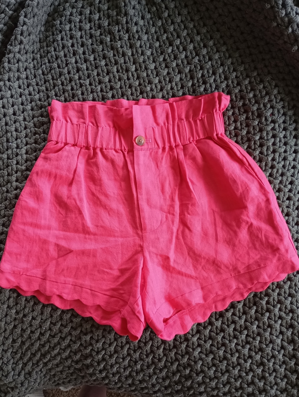 NWOT 7 For All MankindPaperbag Tailored Linen-Blend Short Geranium - Picture 4 of 10
